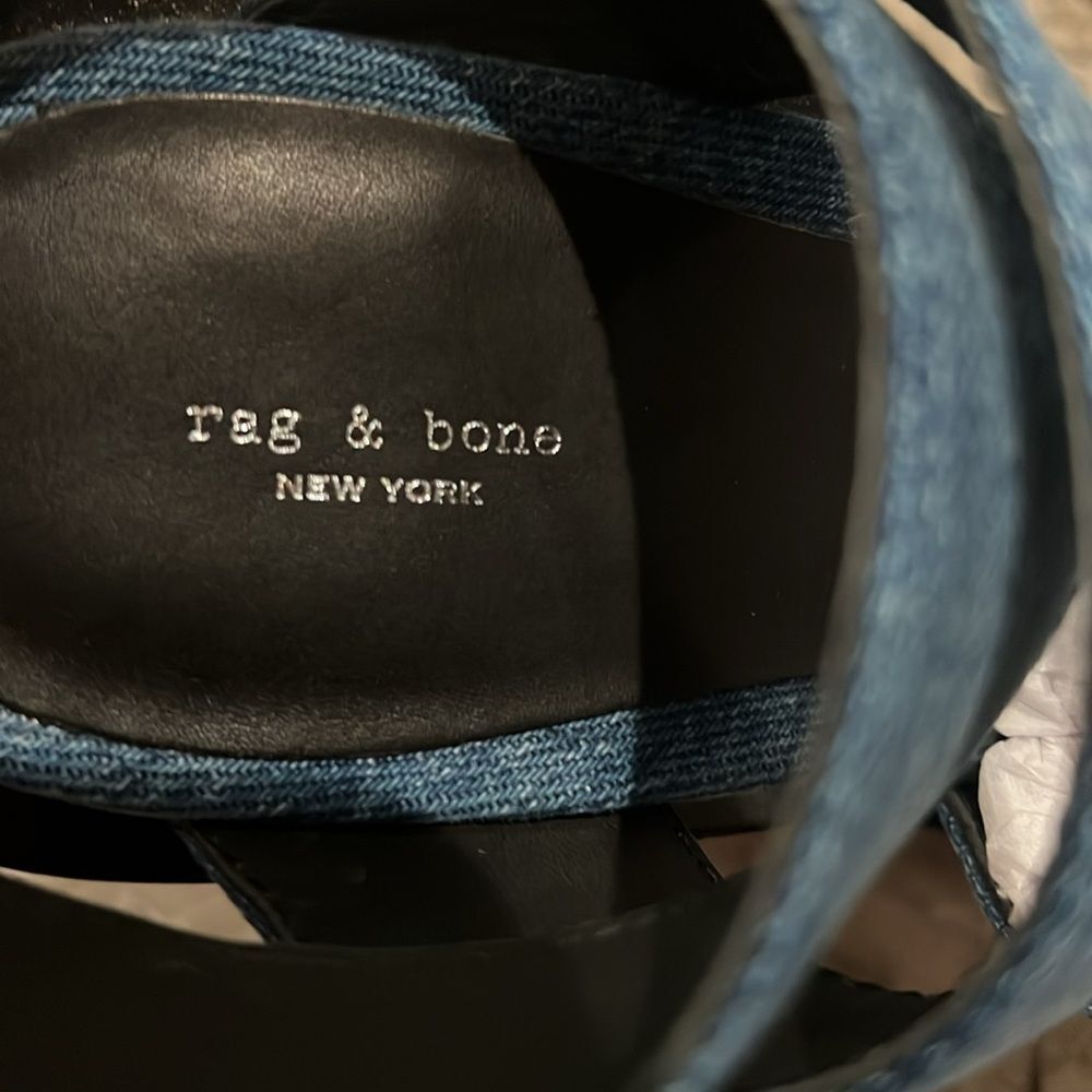 Rag & Bone Santiago Ankle Strap Platform Wedge Sandals Denim, New, Size US 8.5 - Picture 11 of 16